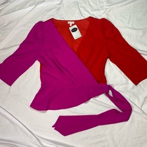 Boutique Brand (NWT) Red/Pink Tie Top (Size L)